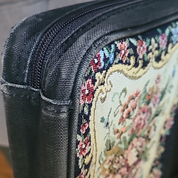 Vintage Bible Cover With Handles Black Floral Print Embroidered Tapestry Zip‎ - Picture 15 of 17